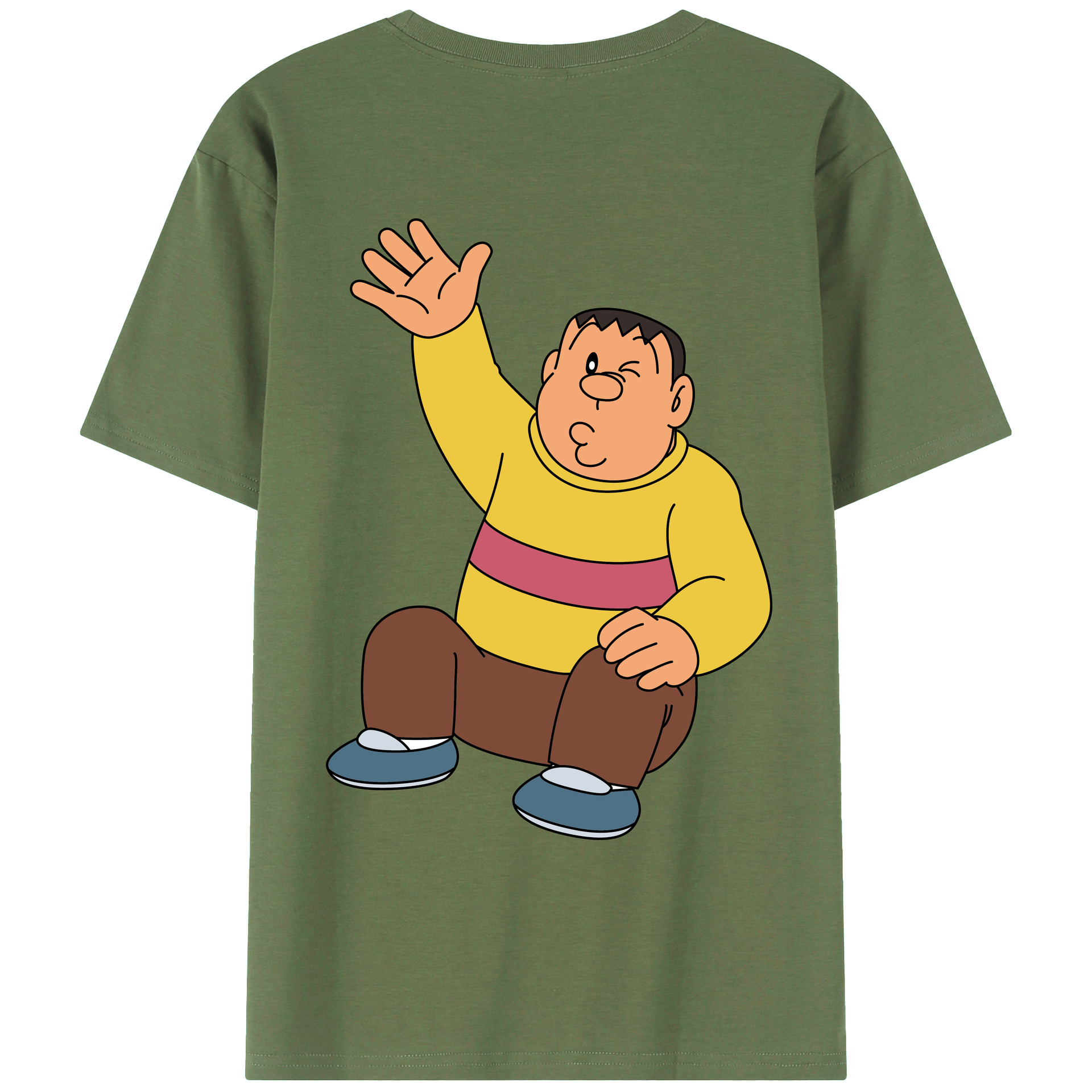 （画像用） ドラえもん 剛田武 Doraemon Gouta Takeshi 綿100％ メンズ半袖Tシャツ（バックプリント） 通気性